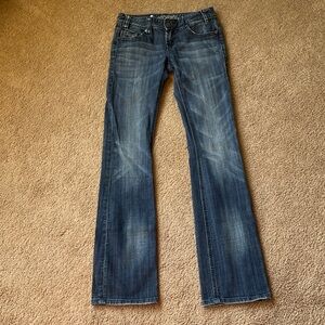 Rock & Roll Cowgirl Low Rise Boot Cut Riding Jean Women’s 25x36 Stretch Denim